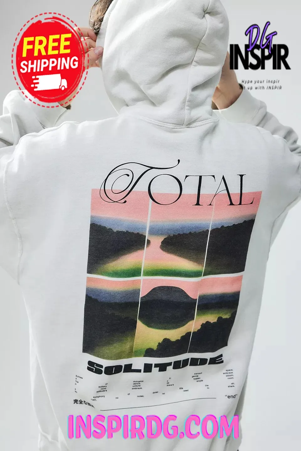 -Urban OutFitters UO White Total Solitude Hoodie