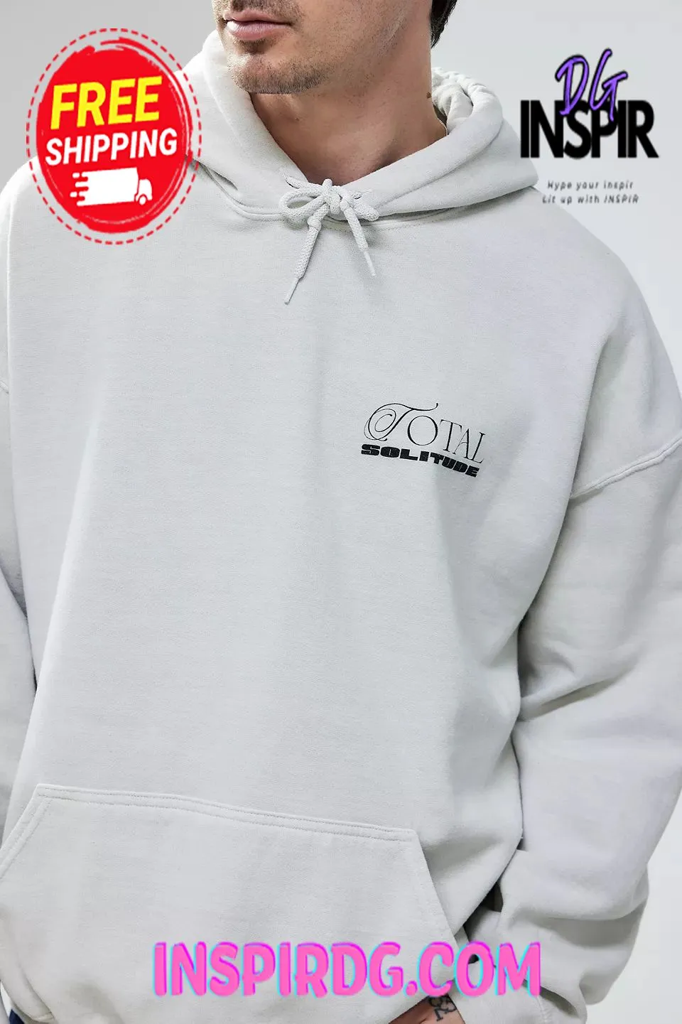 -Urban OutFitters UO White Total Solitude Hoodie