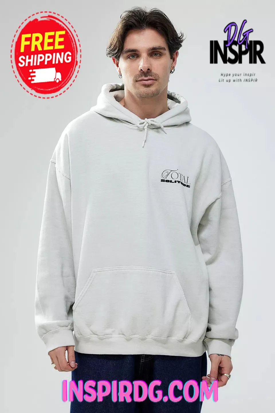 -Urban OutFitters UO White Total Solitude Hoodie