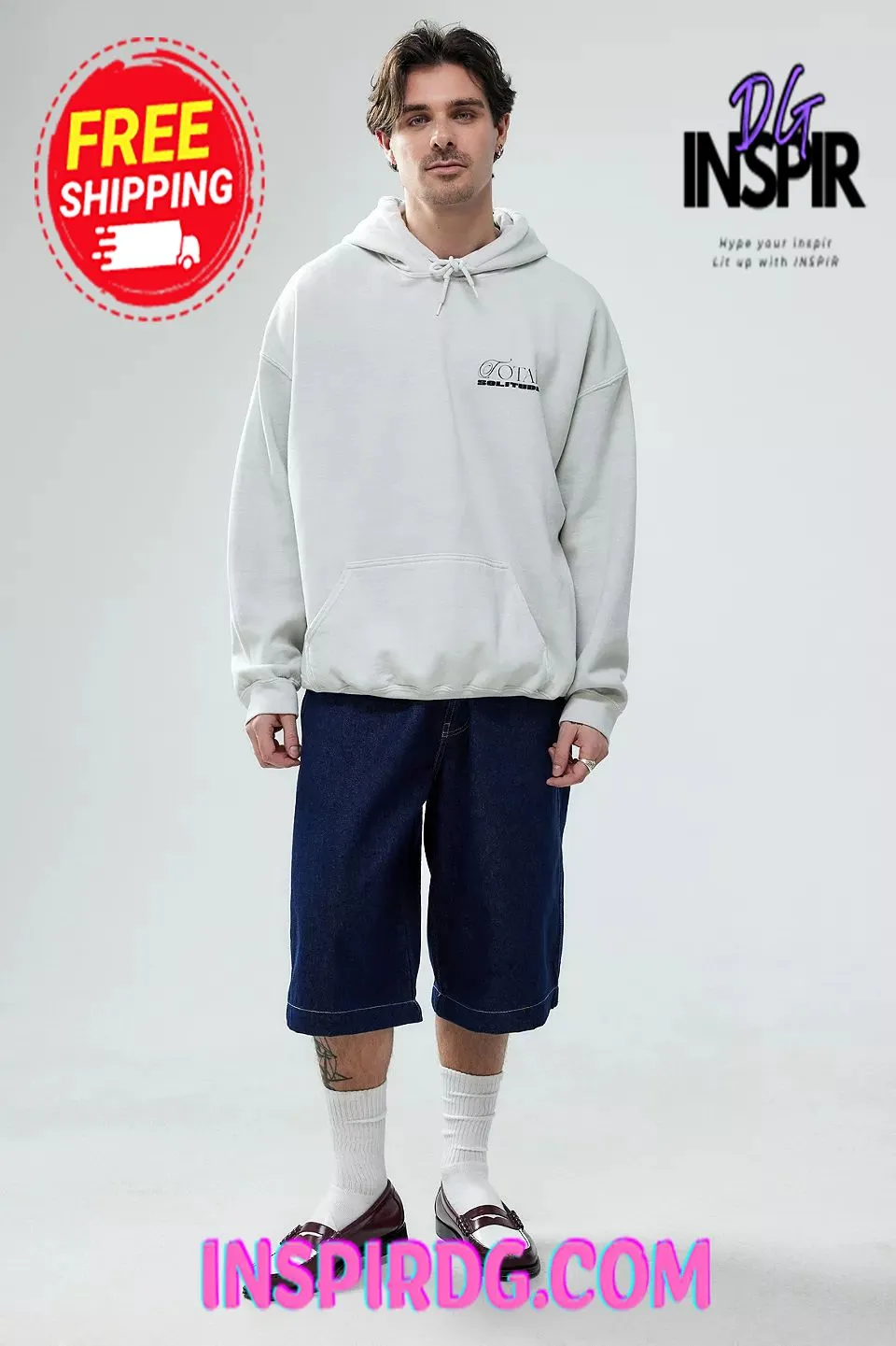 -Urban OutFitters UO White Total Solitude Hoodie