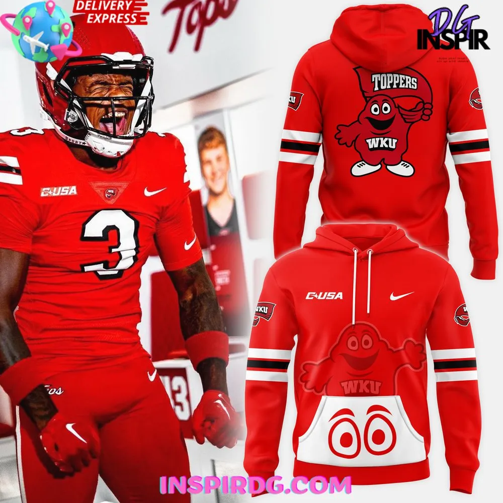 -Western Kentucky Hilltoppers Football 2024 Red Hoodie