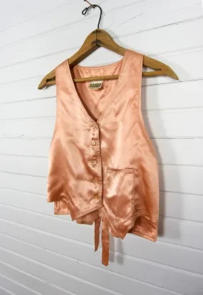 70's Peach Satin Disco Vest