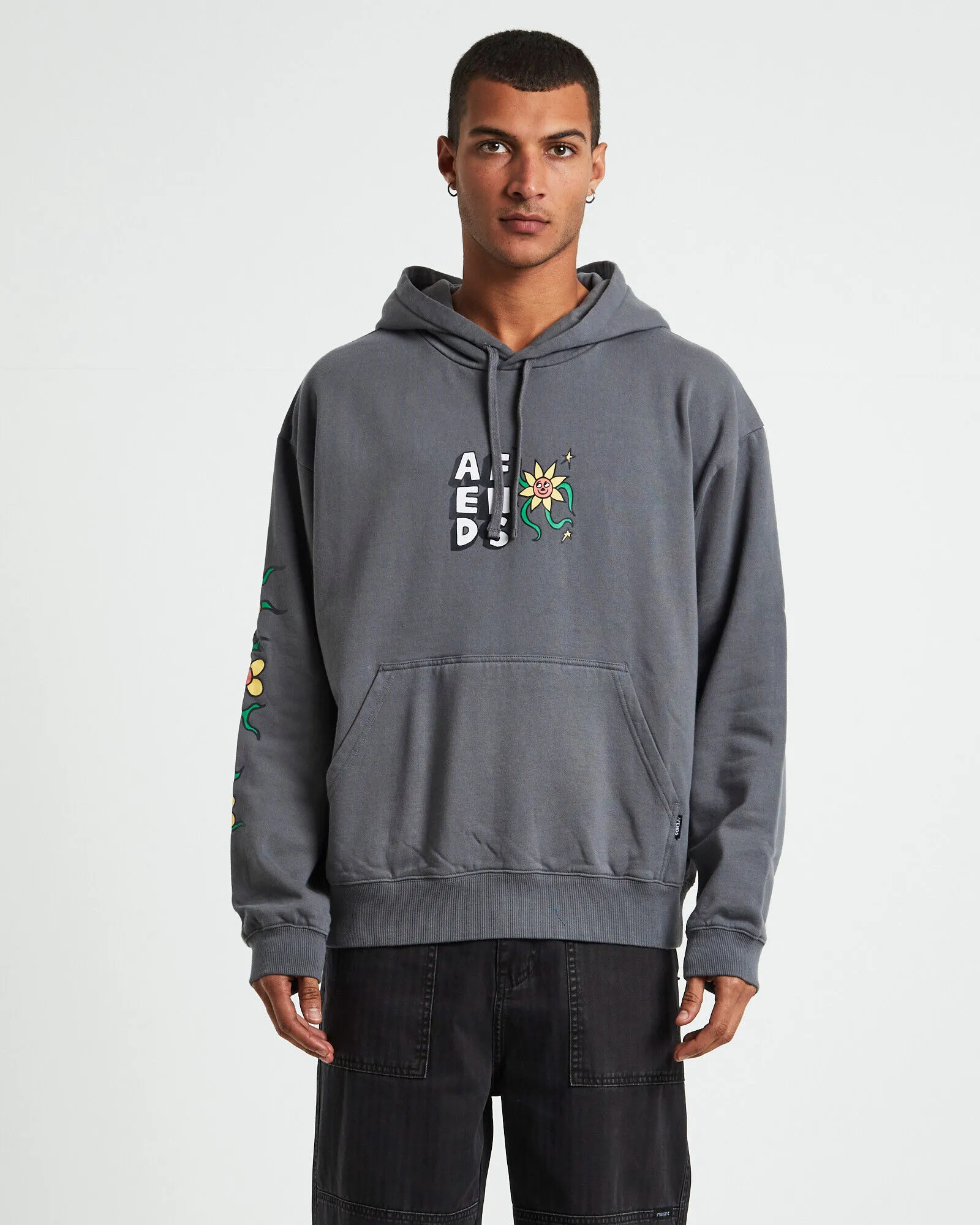 Afends Flowerbed Recycled Pull On Hoodie Steel Grey