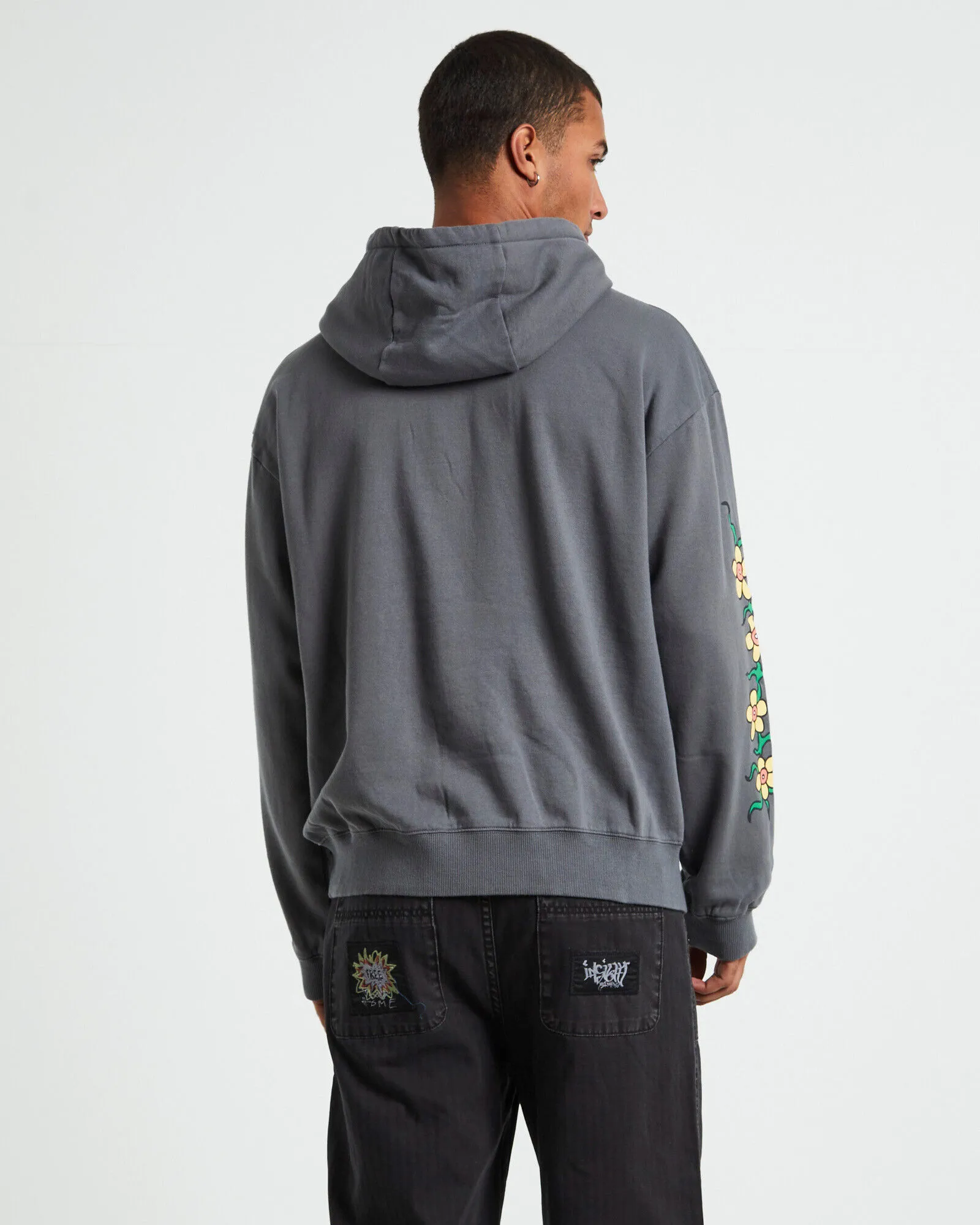 Afends Flowerbed Recycled Pull On Hoodie Steel Grey