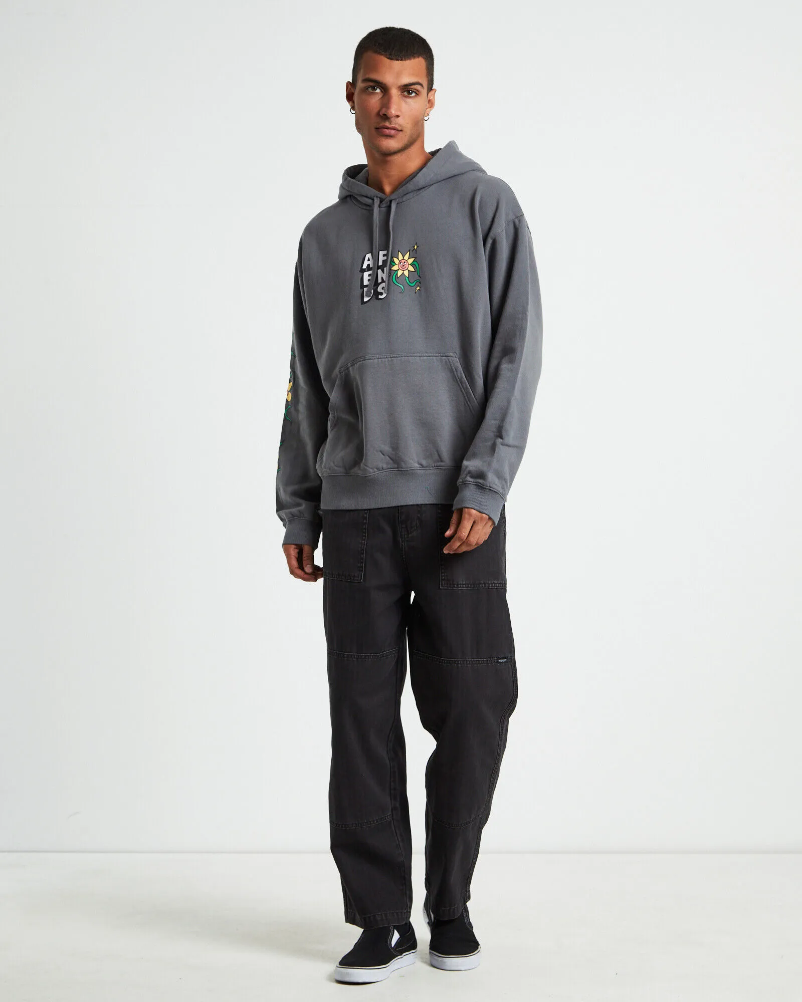 Afends Flowerbed Recycled Pull On Hoodie Steel Grey