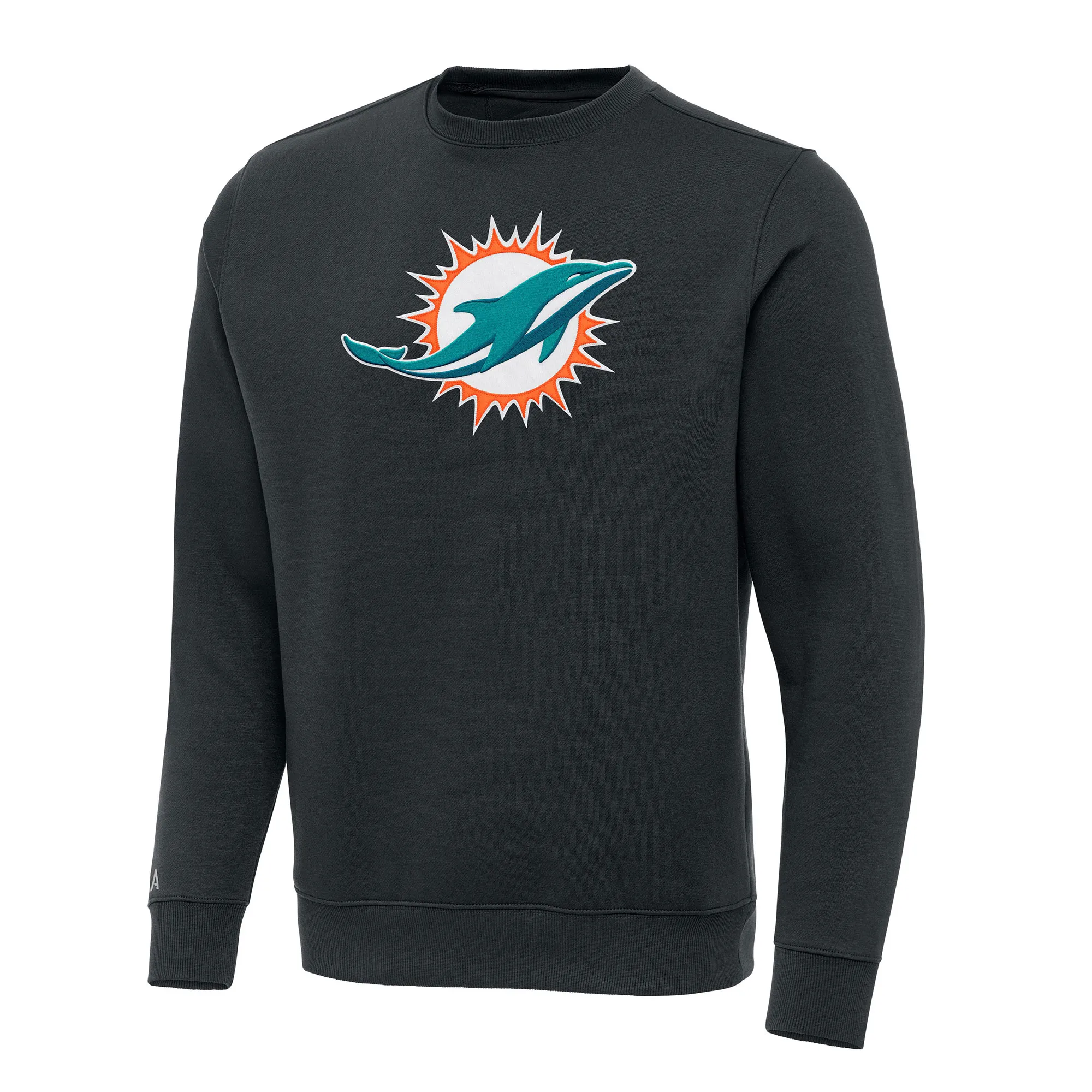 Antigua Miami Dolphins Charcoal Victory Pullover Sweatshirt