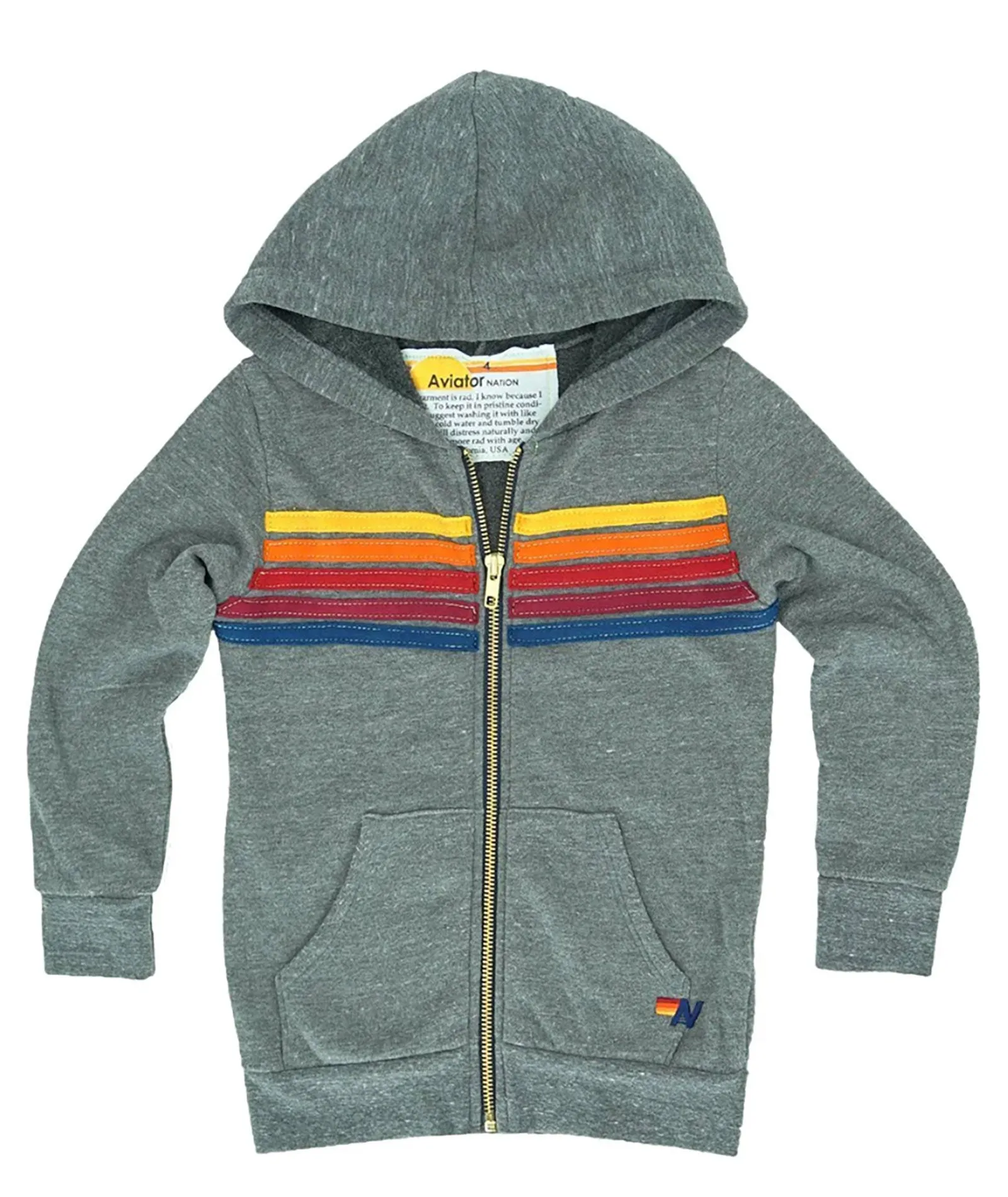 Aviator Nation Kids 5 Stripe Zip Hoodie