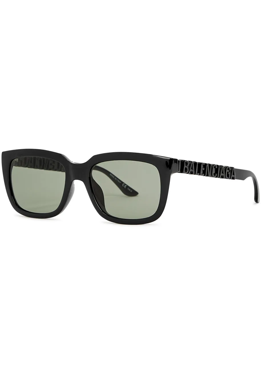 BALENCIAGA Black rectangle-frame sunglasses -                         -                     -                