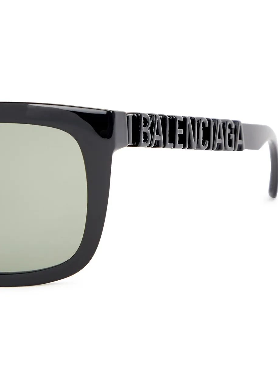 BALENCIAGA Black rectangle-frame sunglasses -                         -                     -                