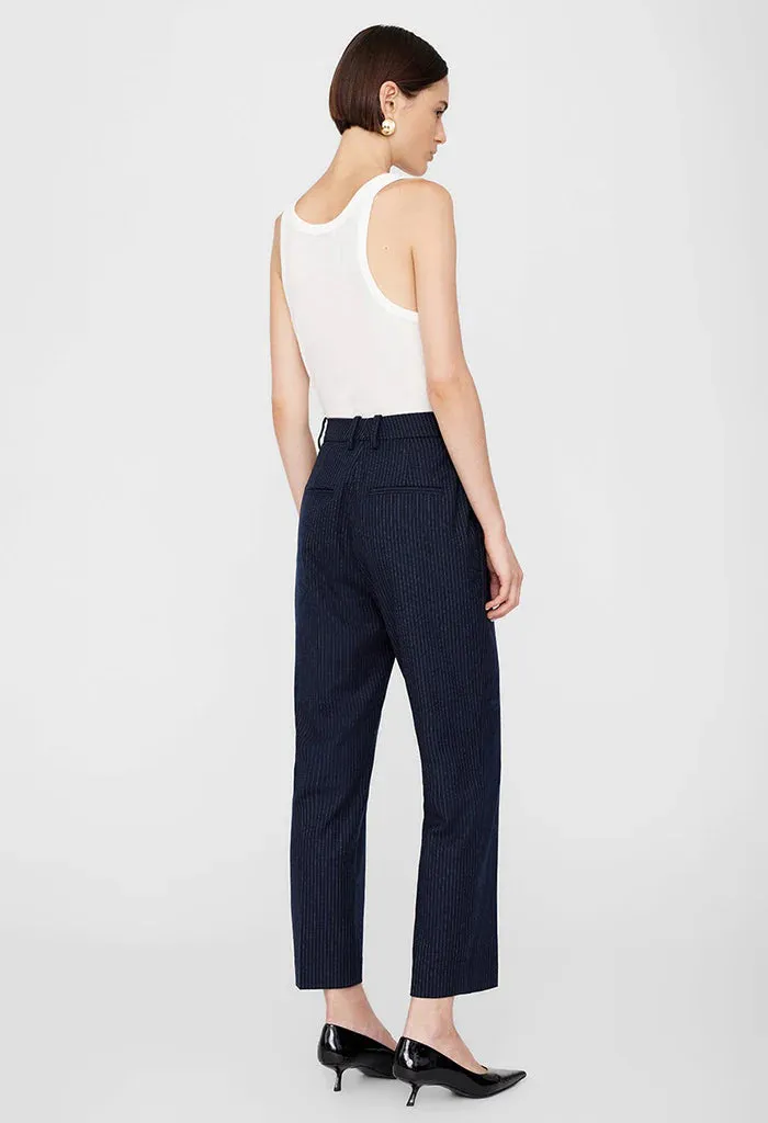 BLAINE TROUSERS NAVY PINSTRIPE - ANINE BING