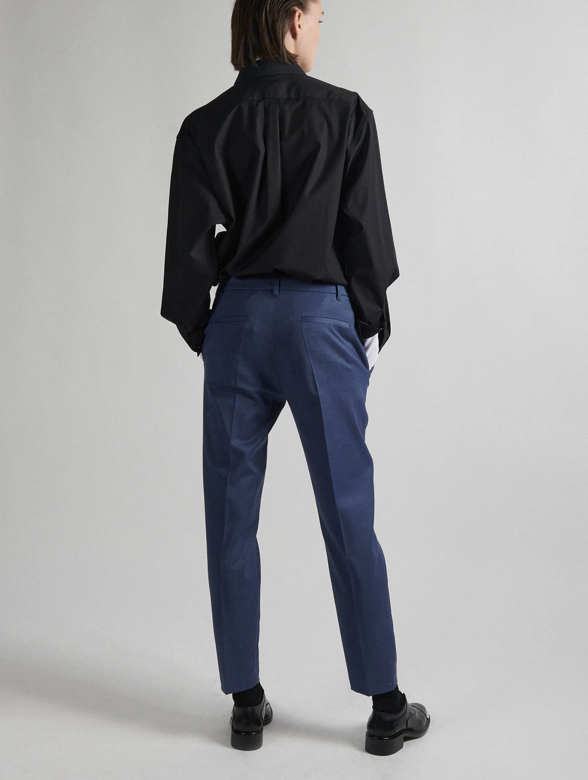 Blue stretch wool gabardine roxy trousers