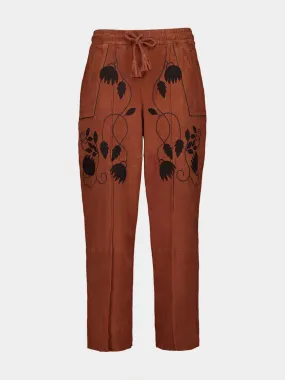 Brown Herblore Embroidered Trousers