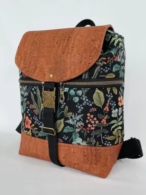 Canvas and Cork Backpack, Black Herb Garden