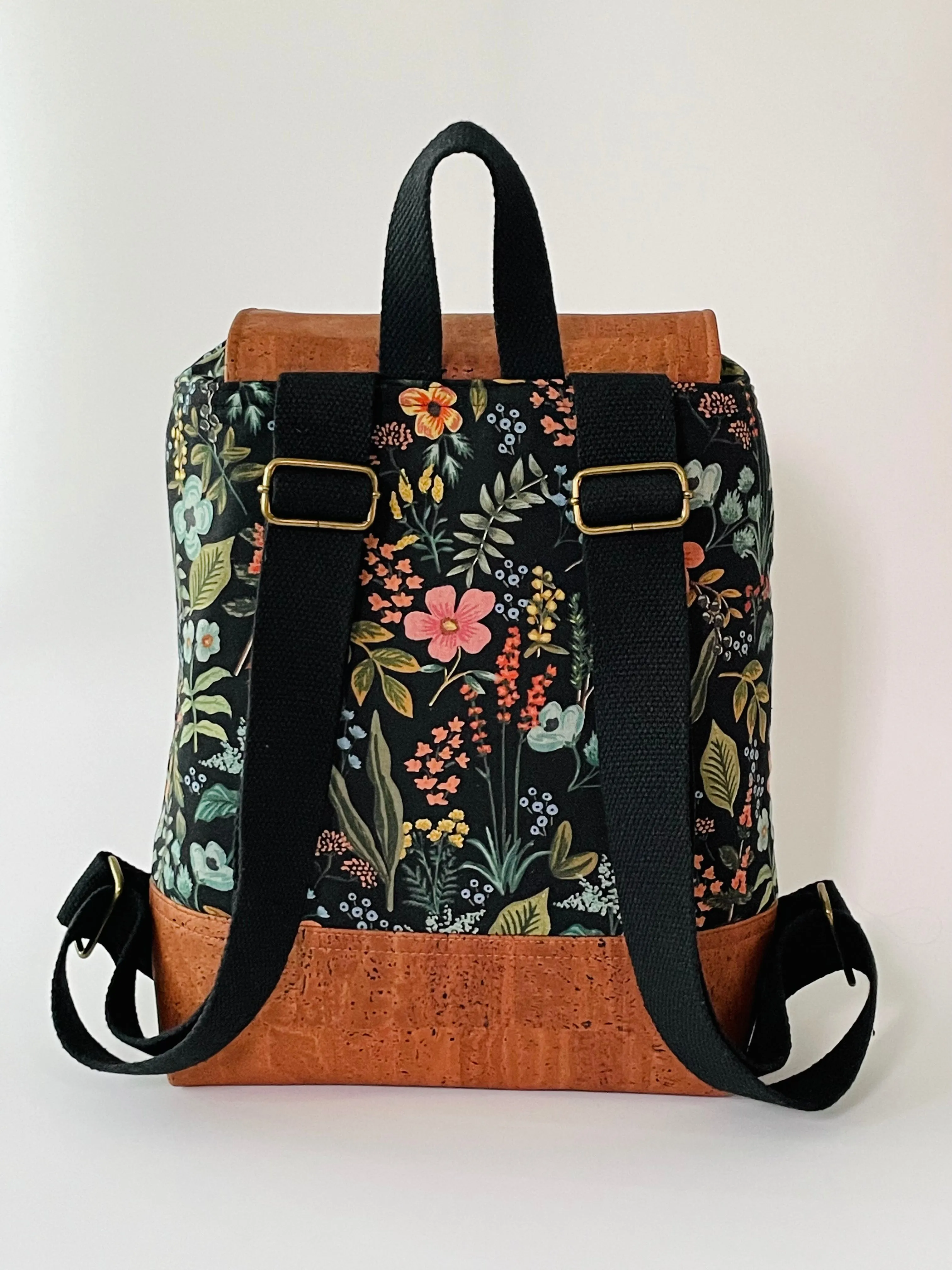 Canvas and Cork Backpack, Black Herb Garden