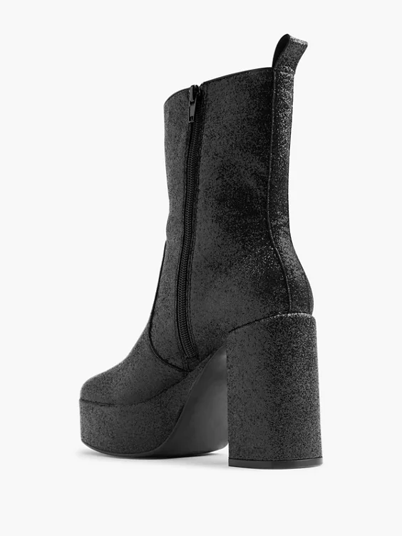 Catwalk  Black Glitter Platform Boot