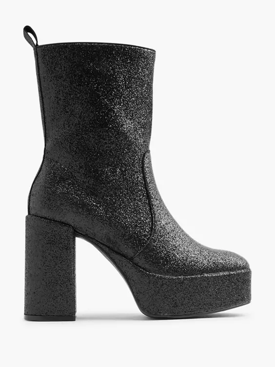 Catwalk  Black Glitter Platform Boot