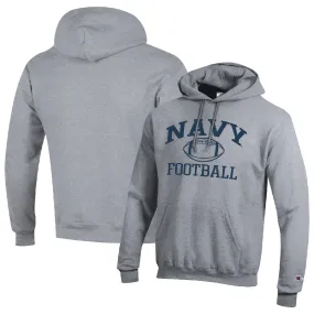 Champion Navy Midshipmen Heather Gray Football Icon Pullover Hoodie