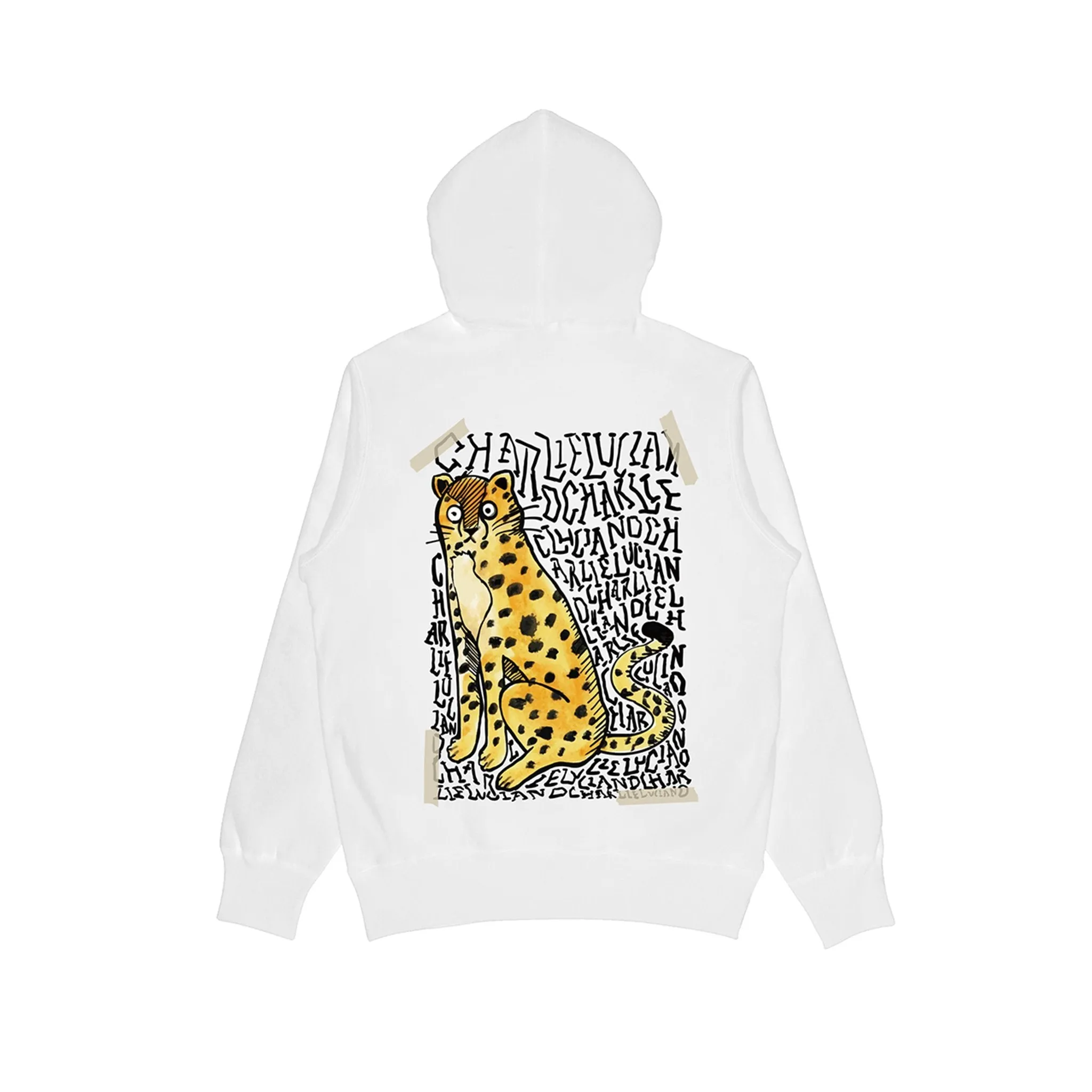 Charlie Luciano Tape Leopard Logo Hoodie White-