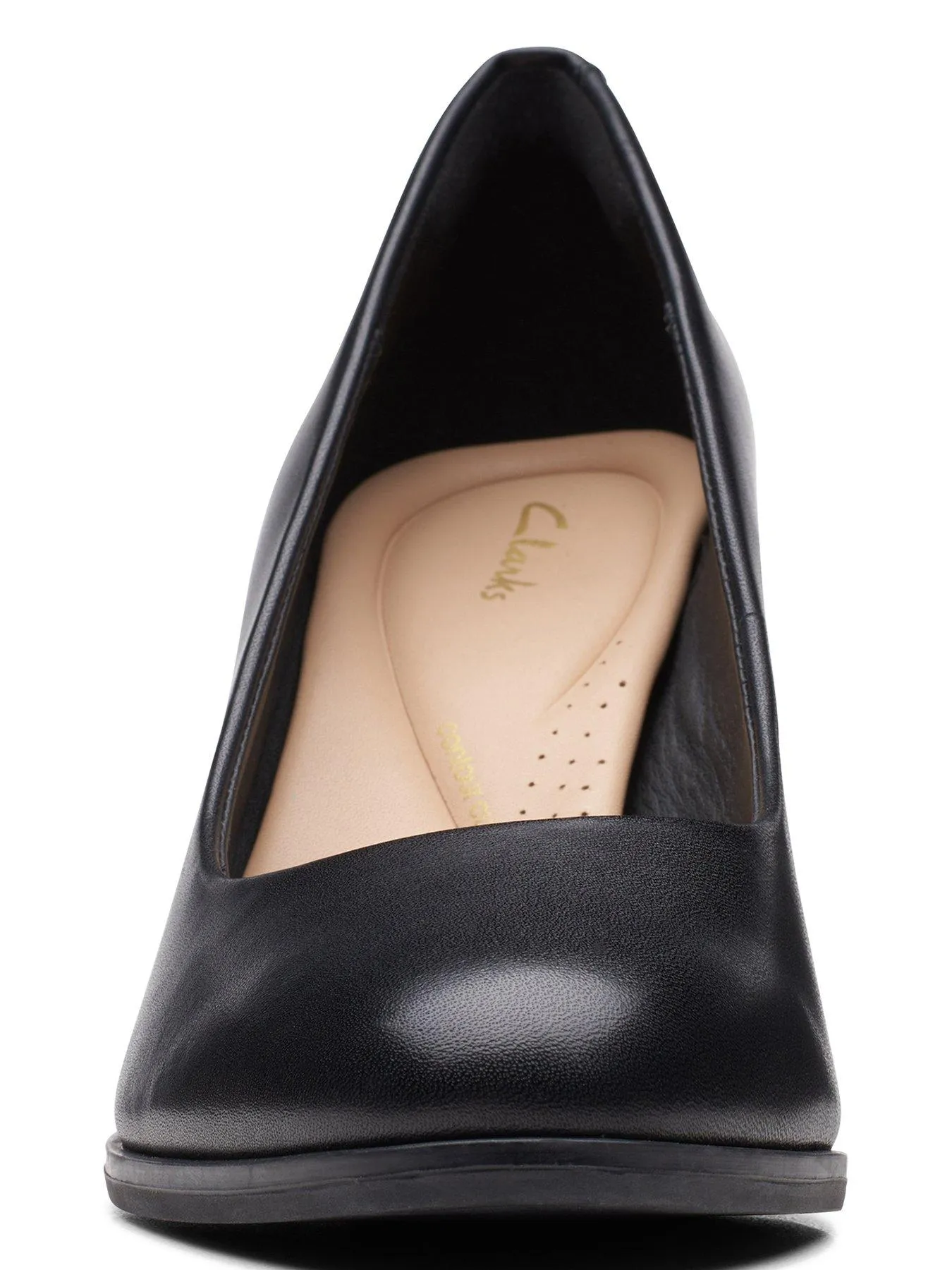 Clarks Freva85 Leather High Heeled Wide Fitting Court Shoe - Black