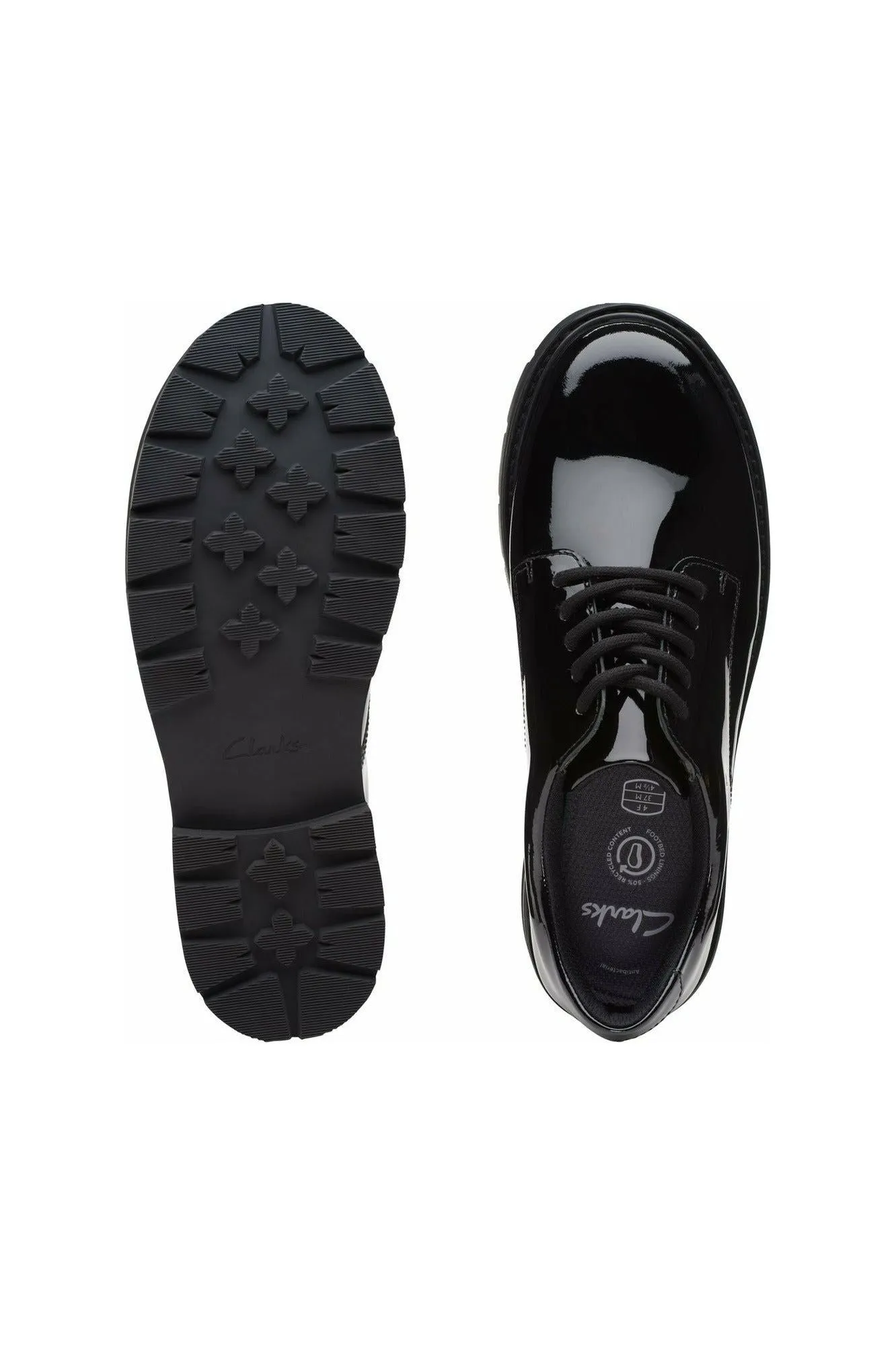 Clarks Prague Lace Youth in Black Patent