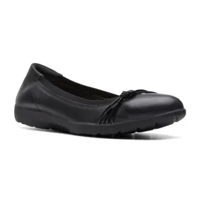 Clarks Women's Meadow Rae Flat Black Leather