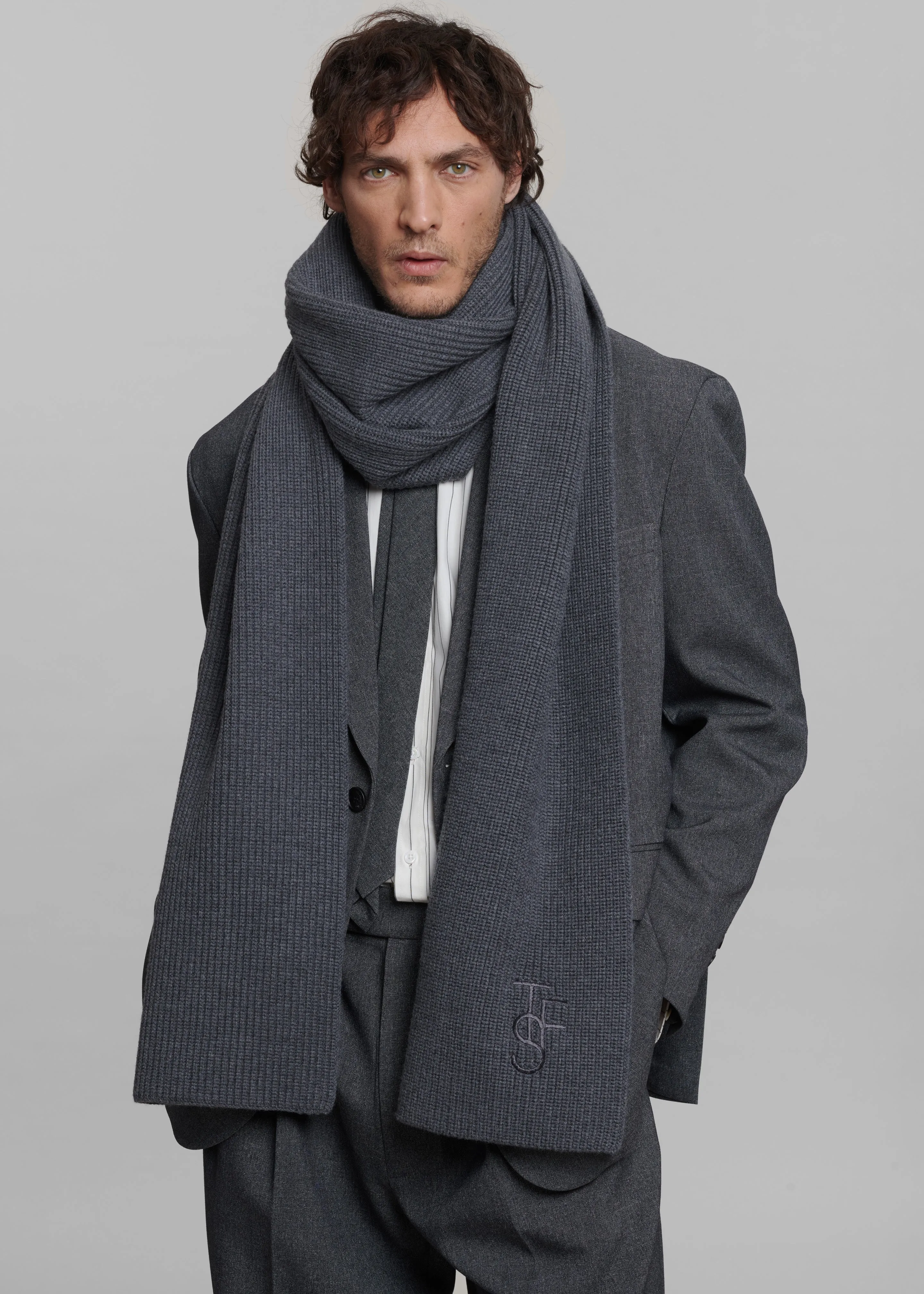 Colton Wool Scarf - Grey Melange