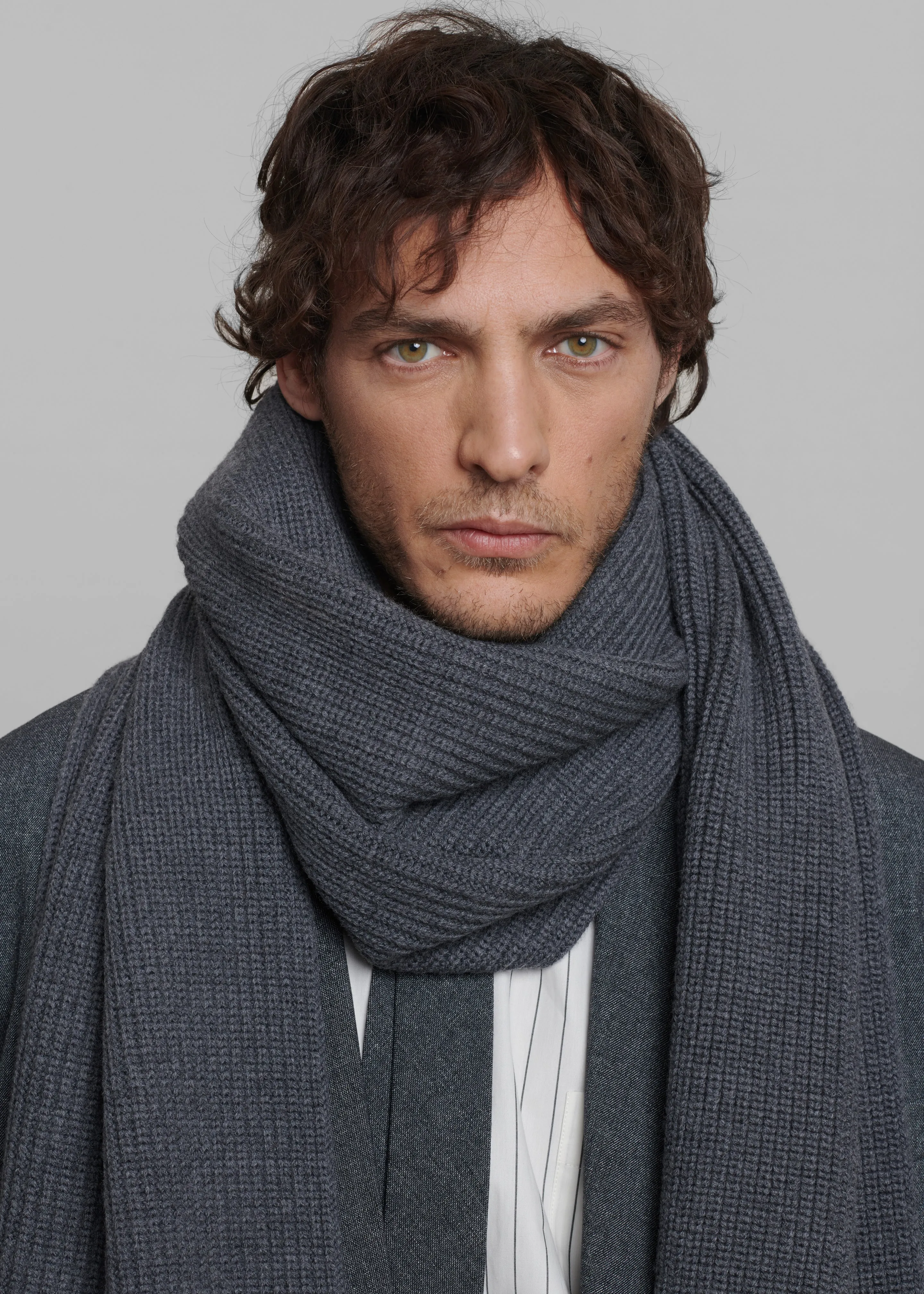 Colton Wool Scarf - Grey Melange