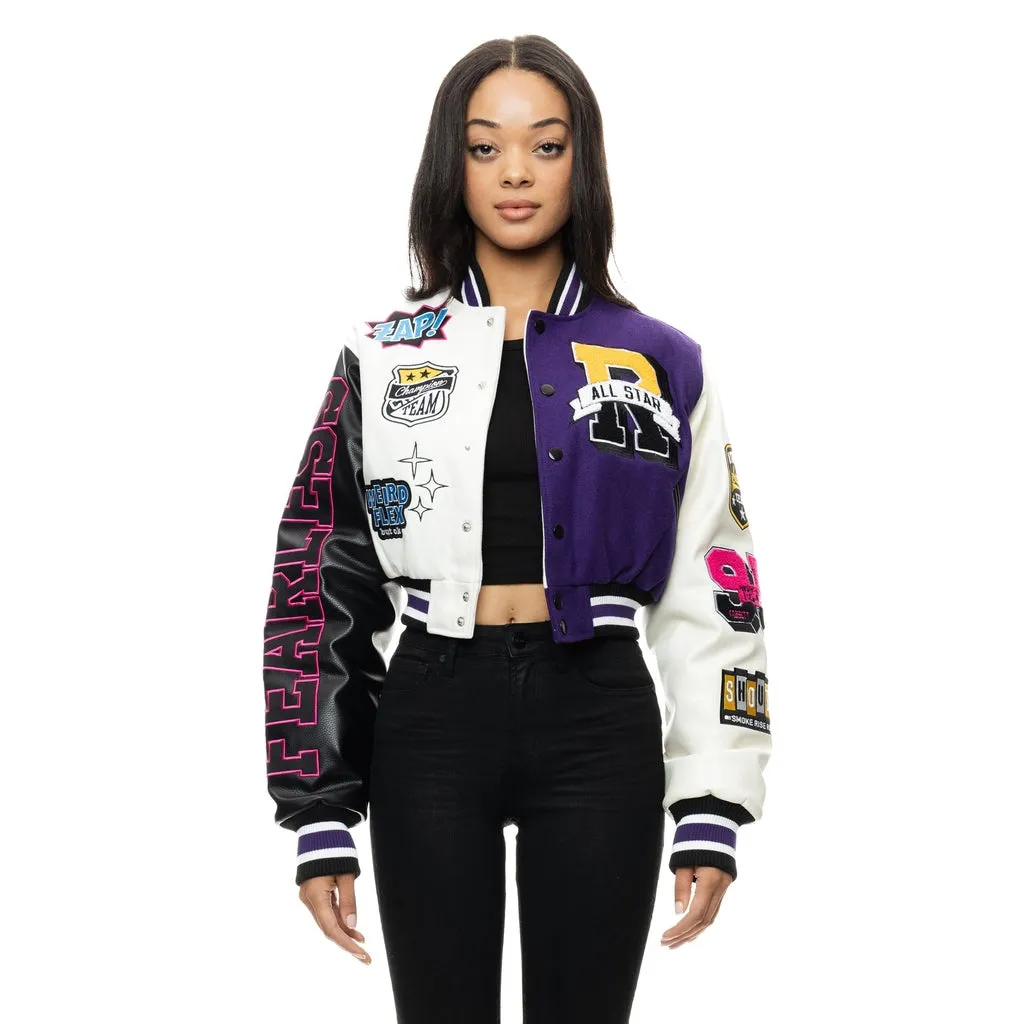 Cropped All Star Varsity Jacket - Purple