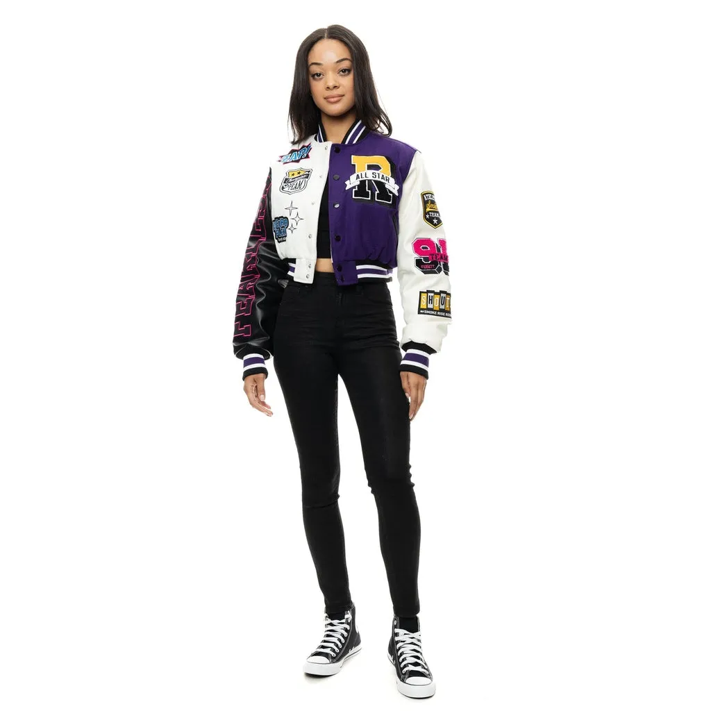 Cropped All Star Varsity Jacket - Purple