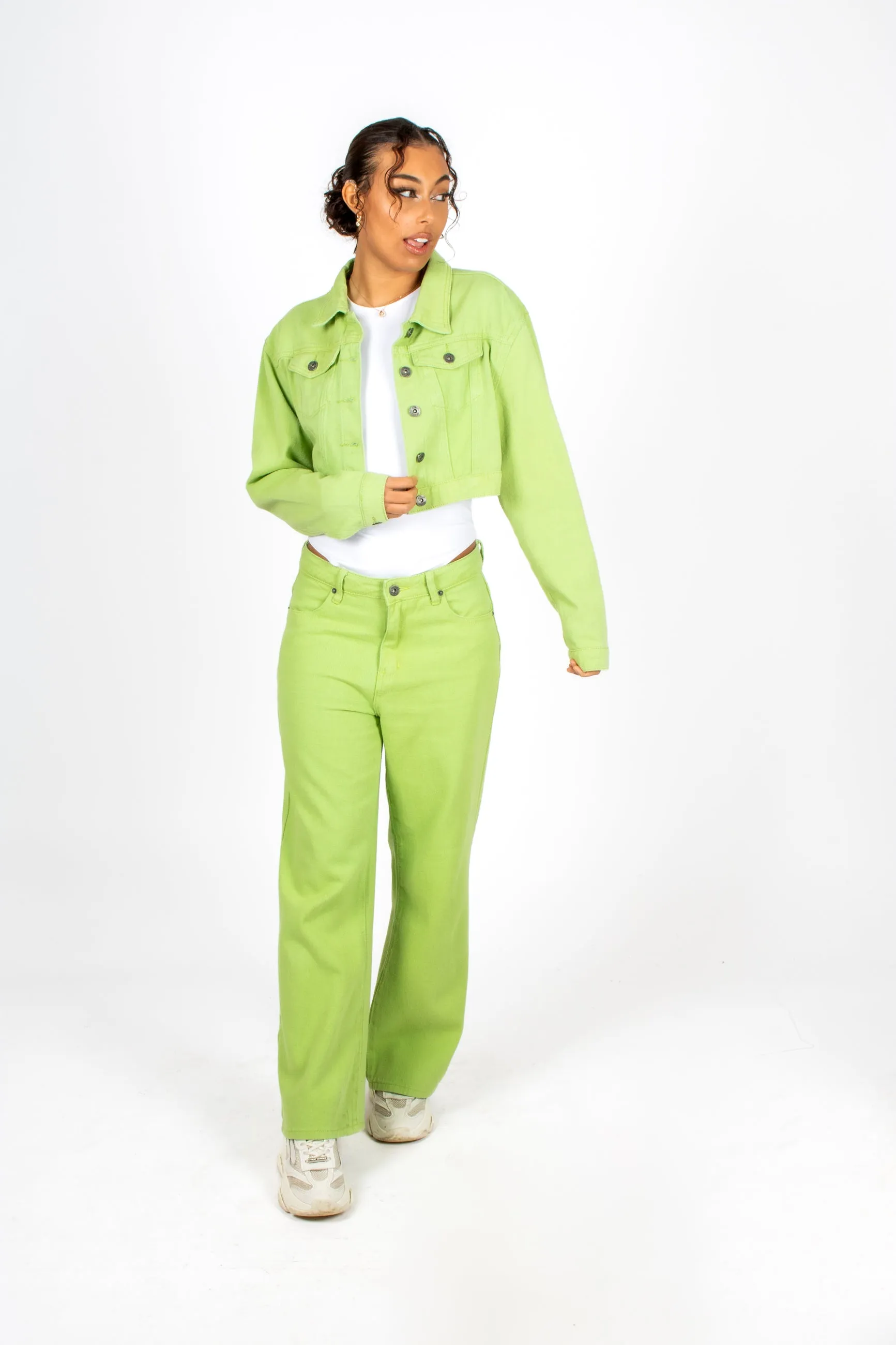 FAE Lime Green Boxy Denim Jacket