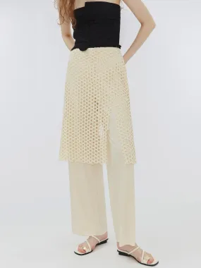 Fine Wide Leg Trousers with Skirt