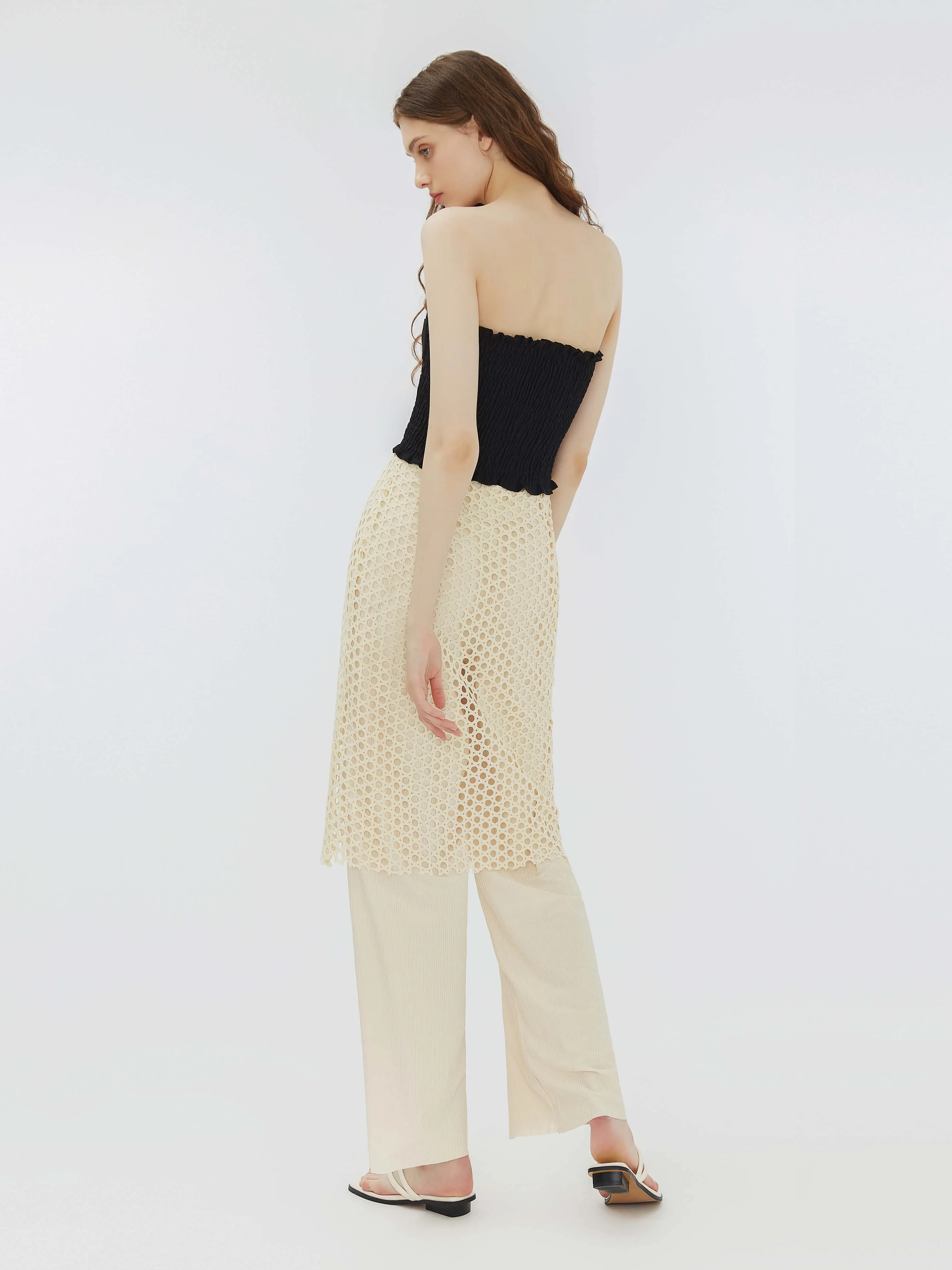 Fine Wide Leg Trousers with Skirt