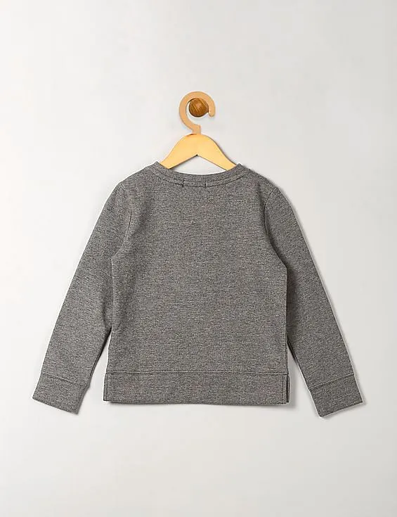 GAP Girls Grey Glitter Logo Crew Pullover