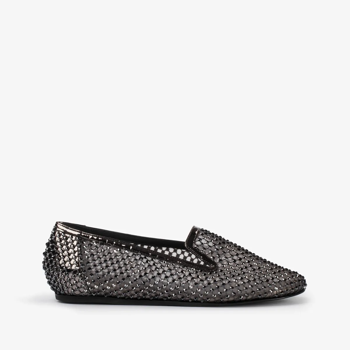 GILDA SLIPPER Pewter fishnet slipper with Crystals