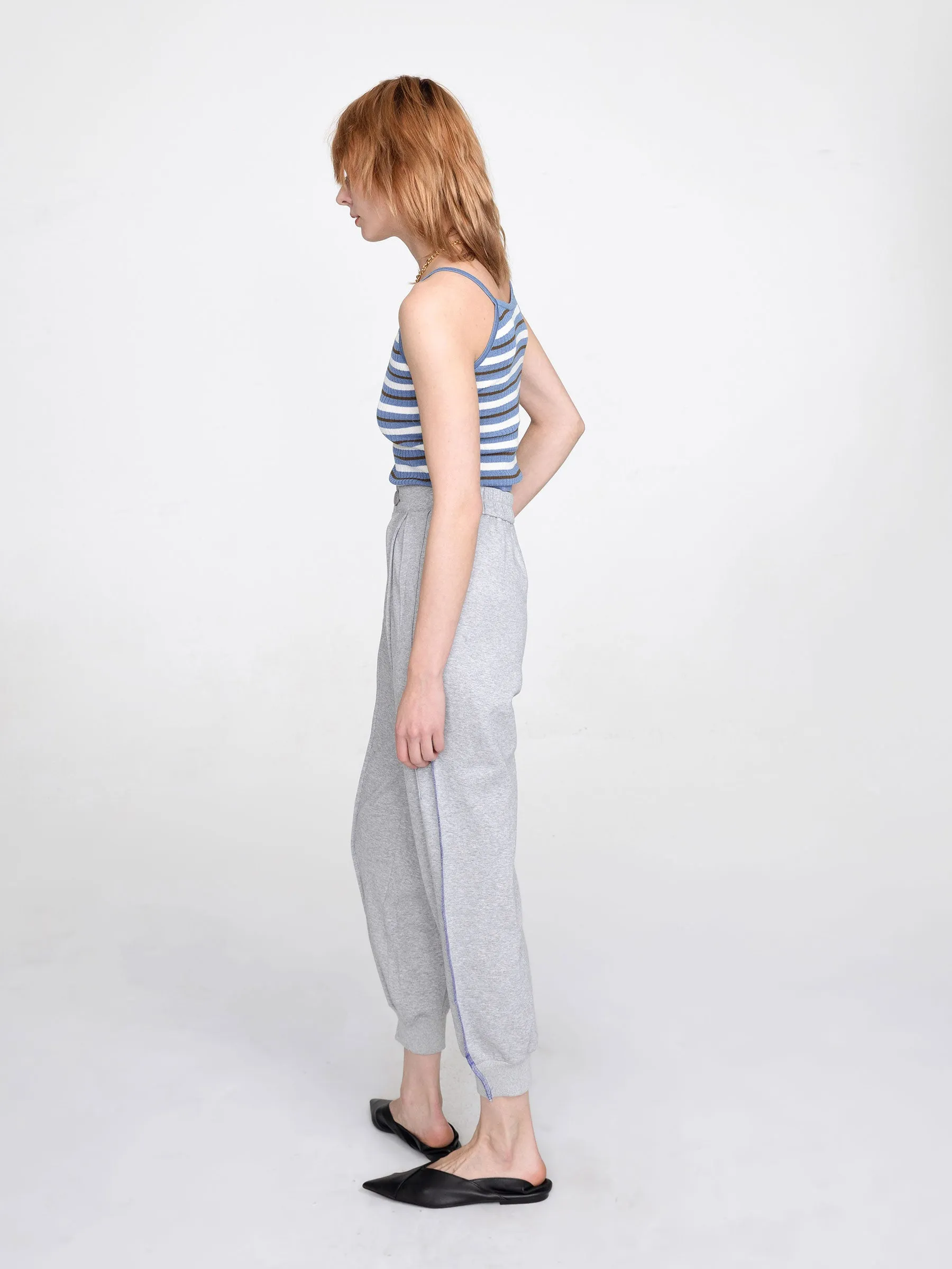 High Waisted Cuffed Pleated Trousers