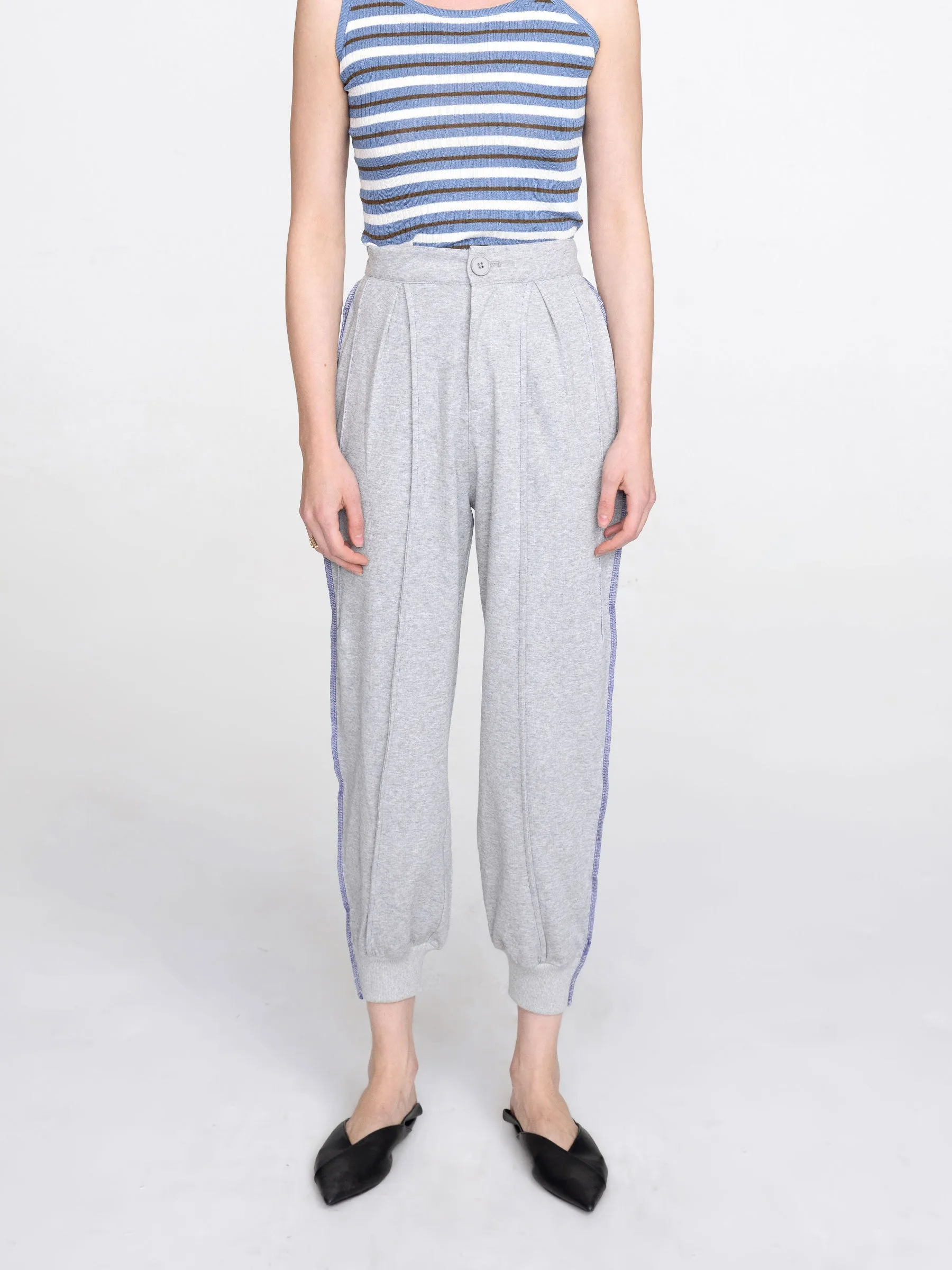 High Waisted Cuffed Pleated Trousers