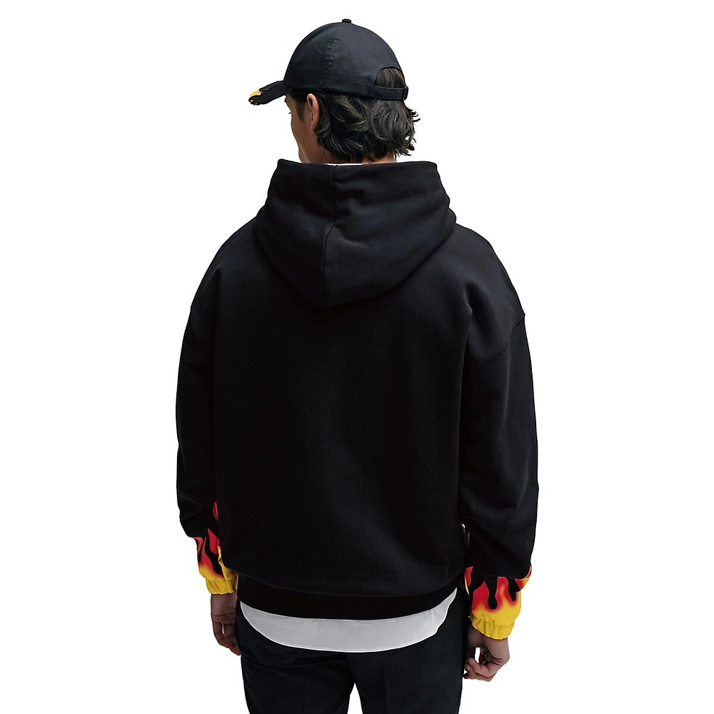 HUGO Cotton-Terry Hoodie With Puffed Flame Logo