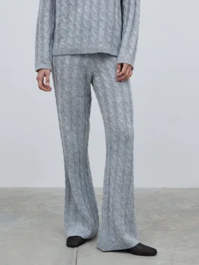 Jayde Cable Knit Trousers - Grey Marl