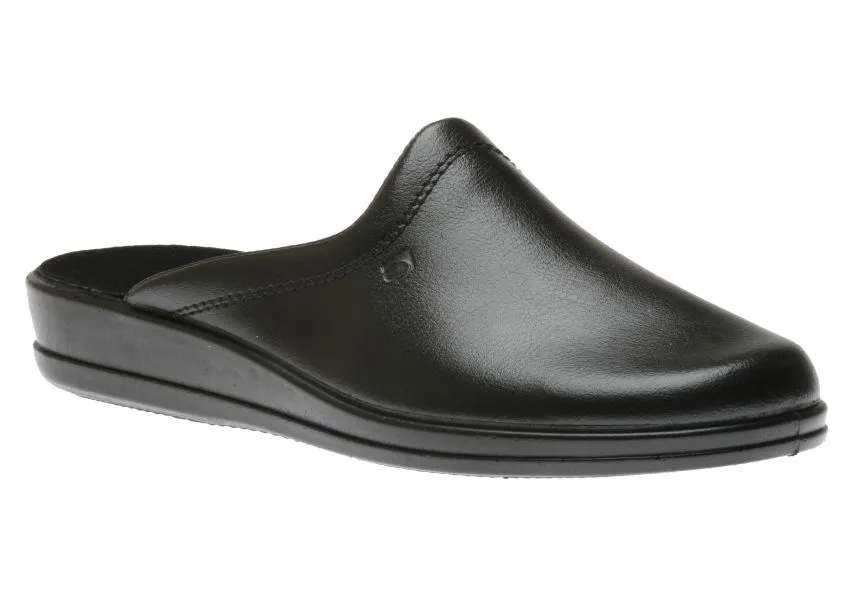 Jerry Black Leather Slipper