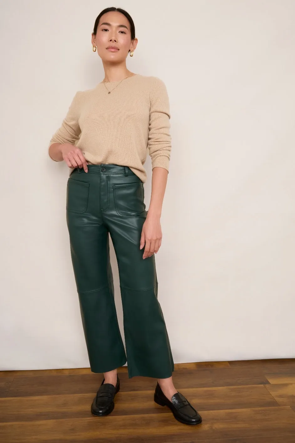 Jules Faux Leather Trousers - Bottle Green