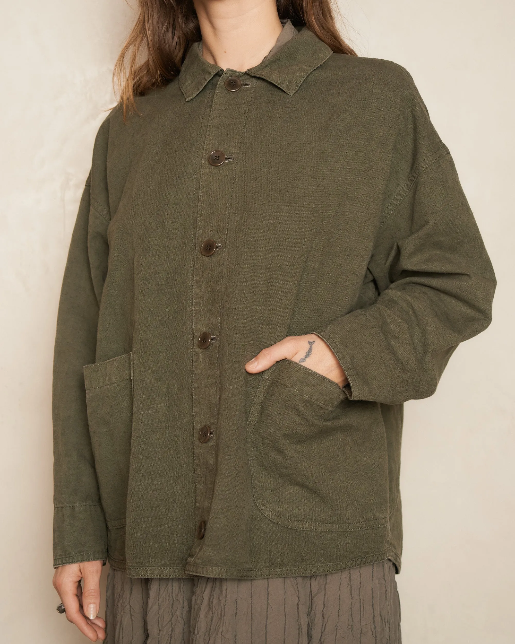 Khaki Cotton Linen Jacket