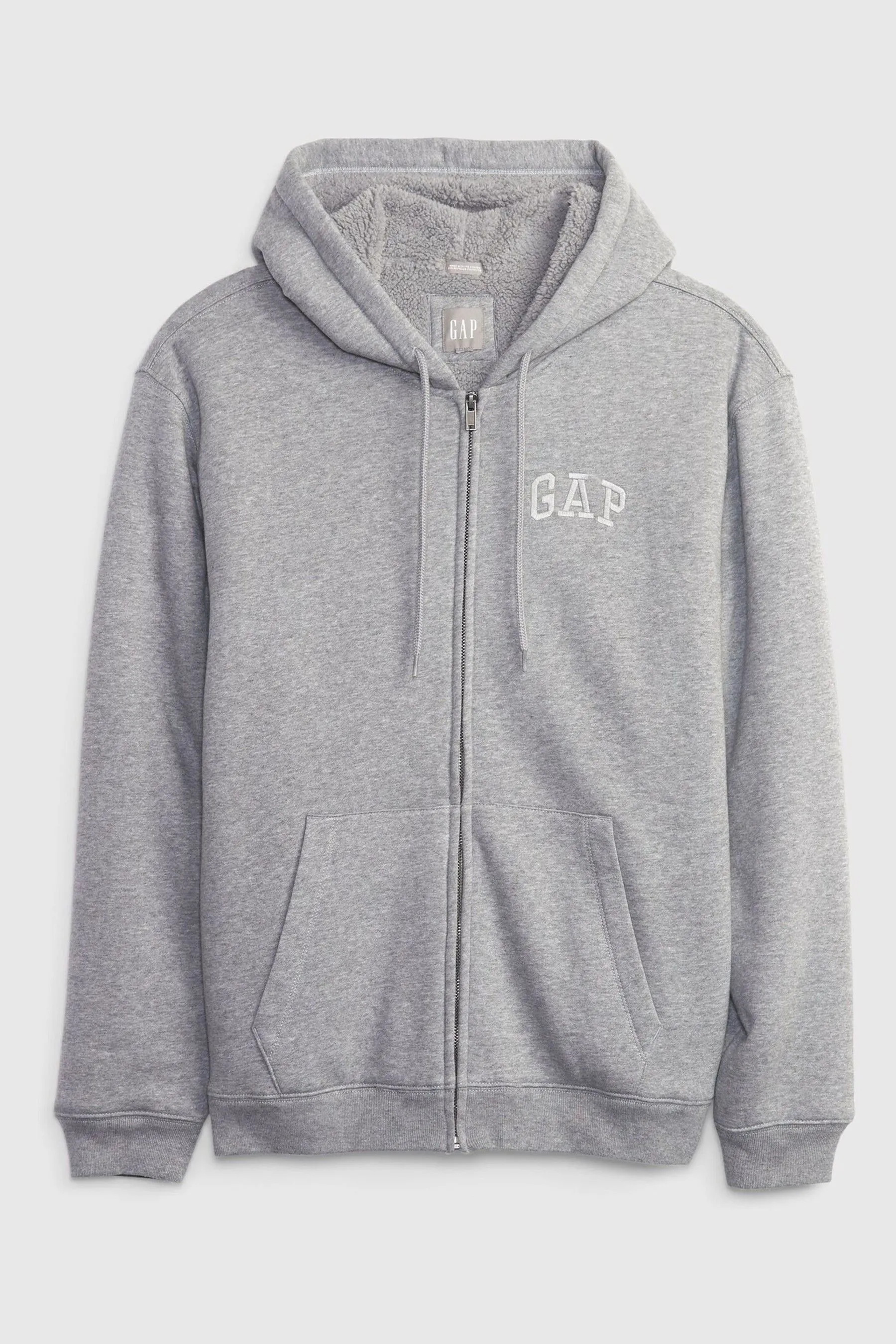 Light Grey Logo Zip Up Draw String Hoodie