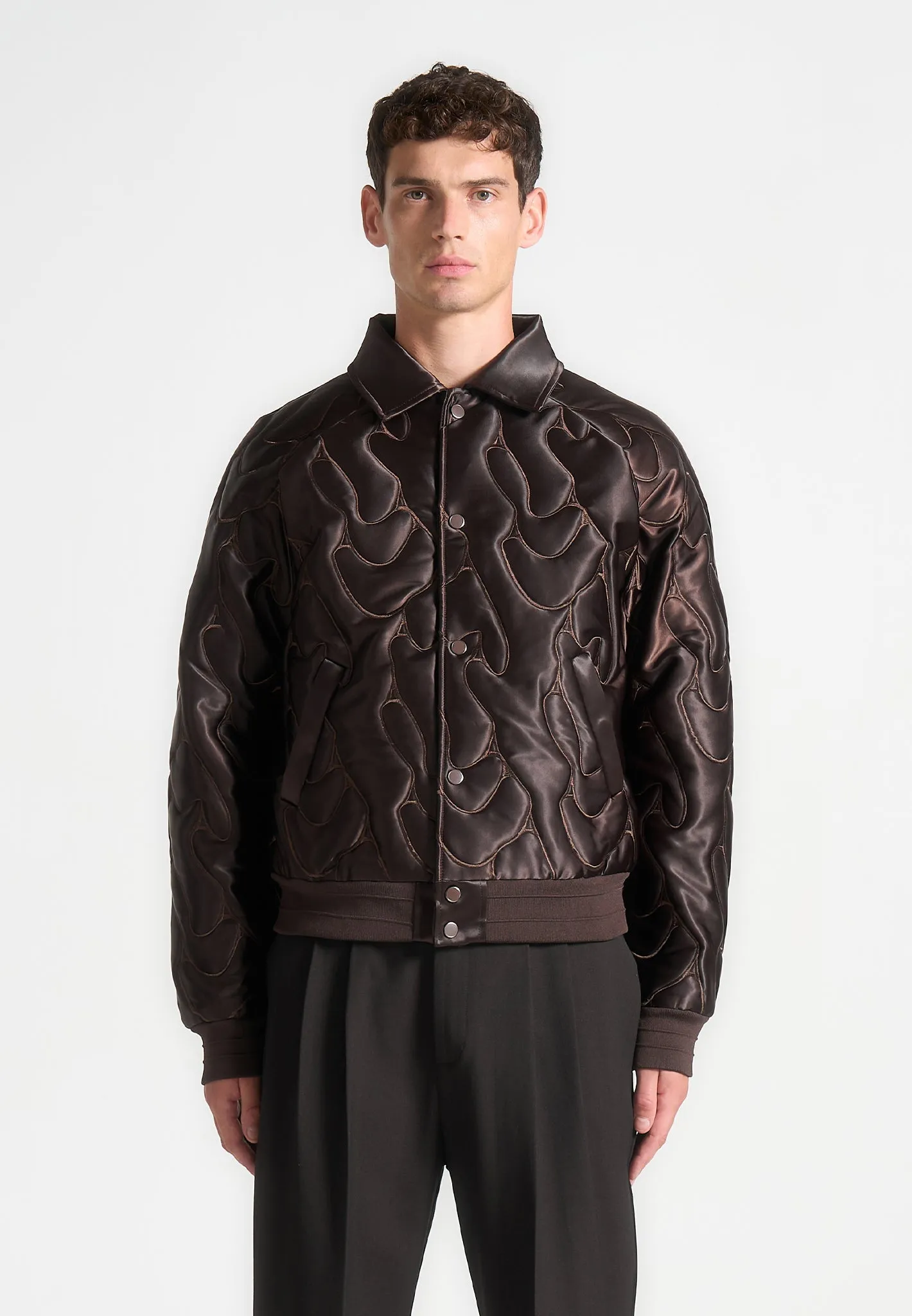 Limited Edition Satin Embroidered Jacket - Brown