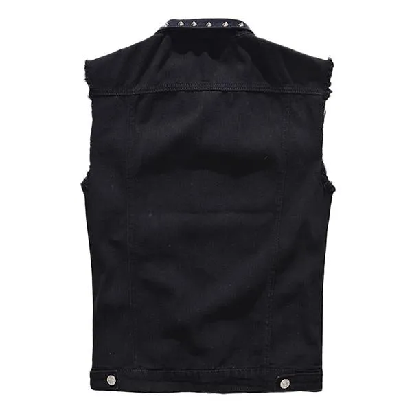 Men's Casual Rivet Denim Vest 97898111M