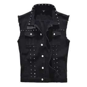 Men's Casual Rivet Denim Vest 97898111M