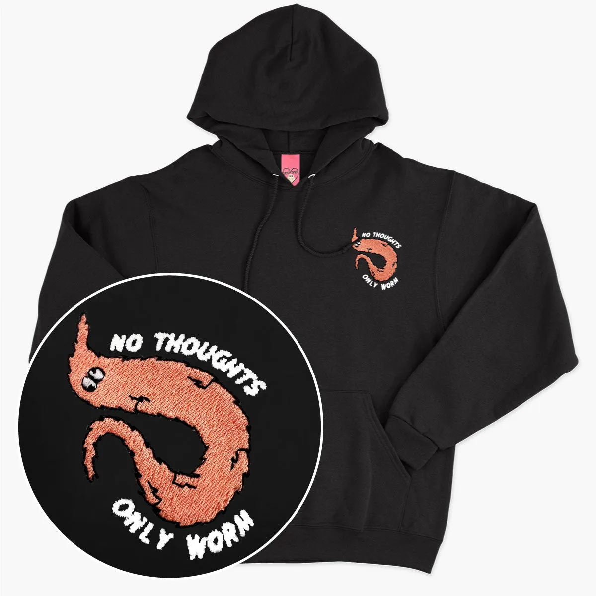 Orange Worm On A String Embroidered Hoodie (Unisex)