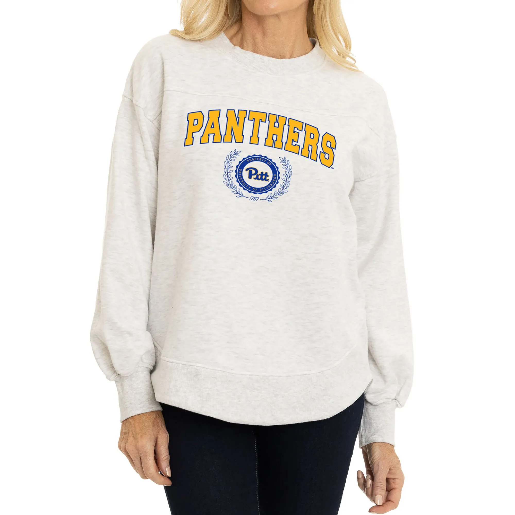 Pitt Panthers Women's Oatmeal Yvette Pullover Sweatshirt