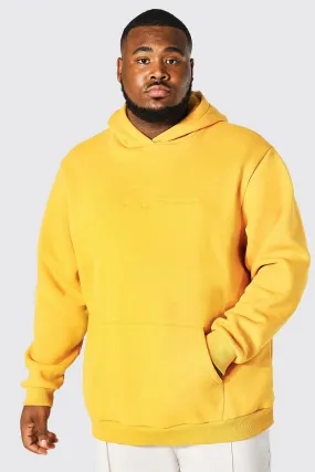 Plus Size Man Script Debossed Hoodie | boohooMAN UK