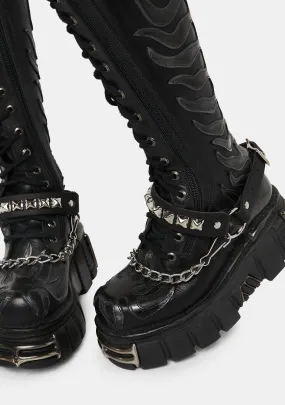 Pyramid Studded Boot Straps Set-