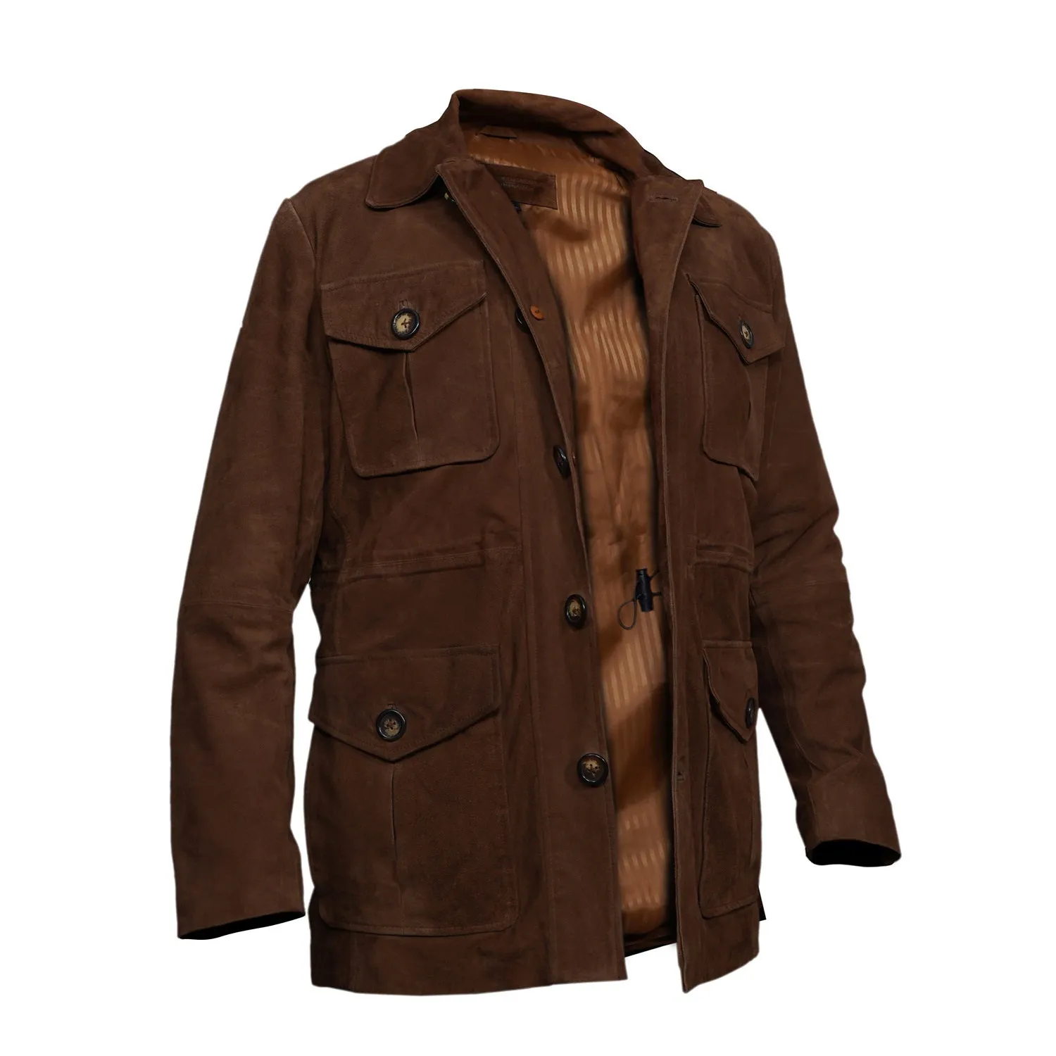 Safari Brown Goat Suede Leather Jacket